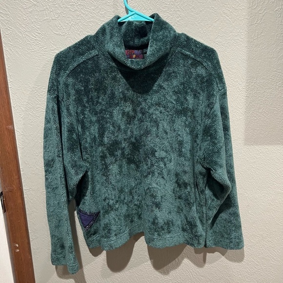 red rover Sweaters - Vintage Elegant Green Cowl Neck Sweater Red Rover EUC size M Purple Detail USA